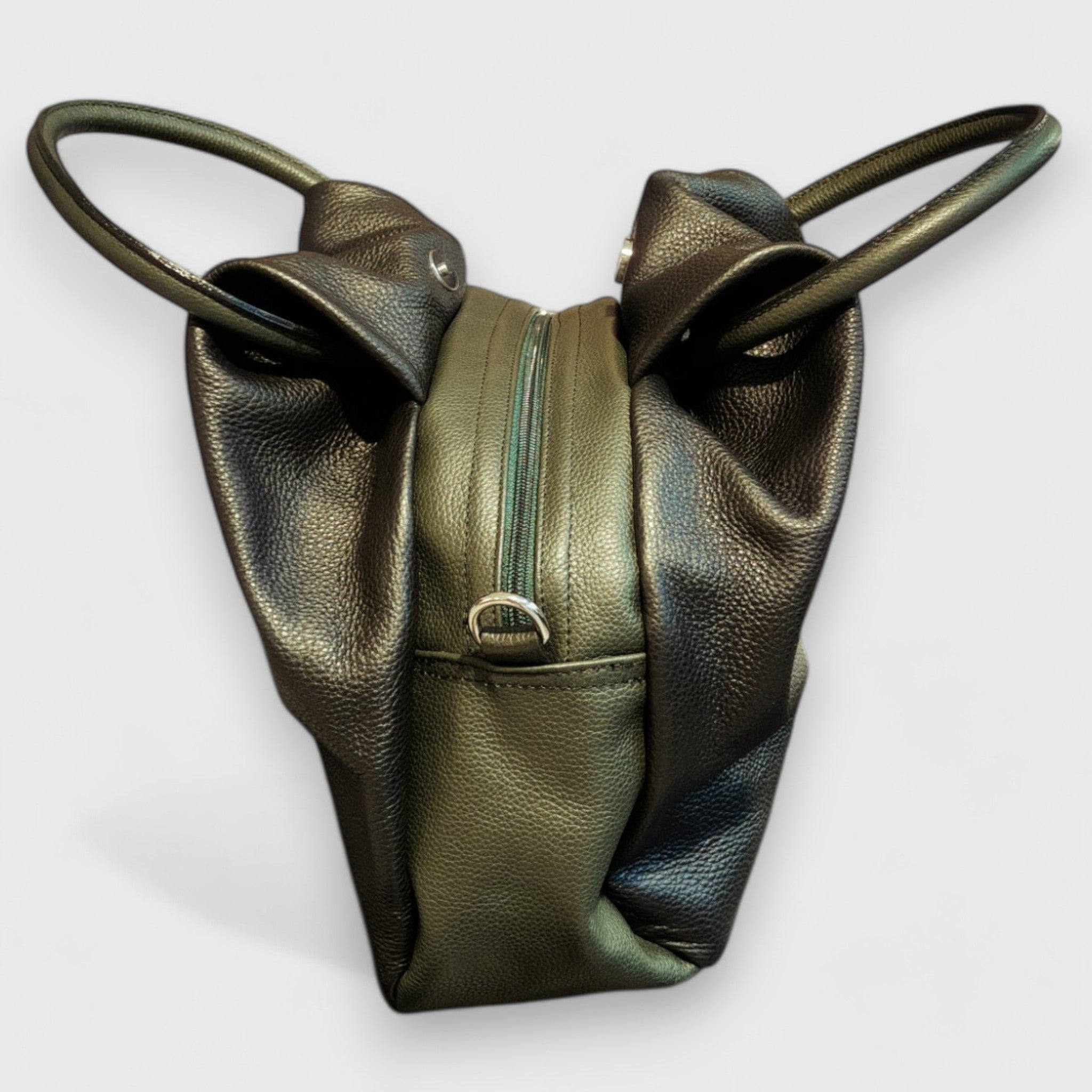 Pelletteria Pelle Nuda Milano, Artigianato italiano, vera pelle, borsa donna, Frida nera-verde