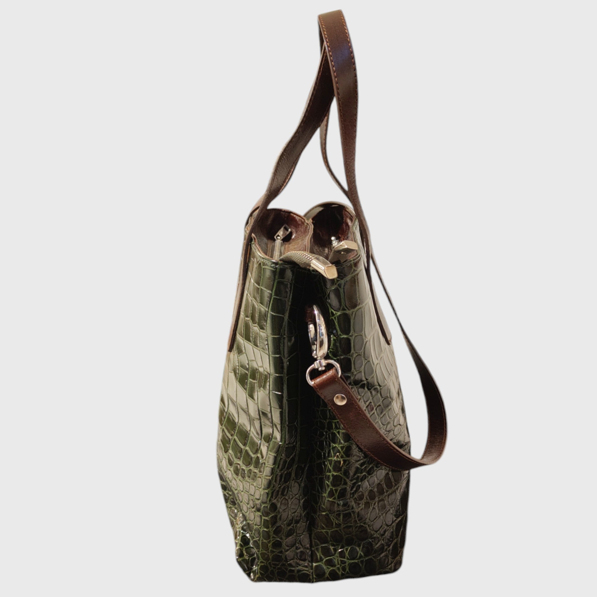 Pelletteria Pelle Nuda Milano, Artigianato Italiano, Borsa donna, vera pelle, Linda verde