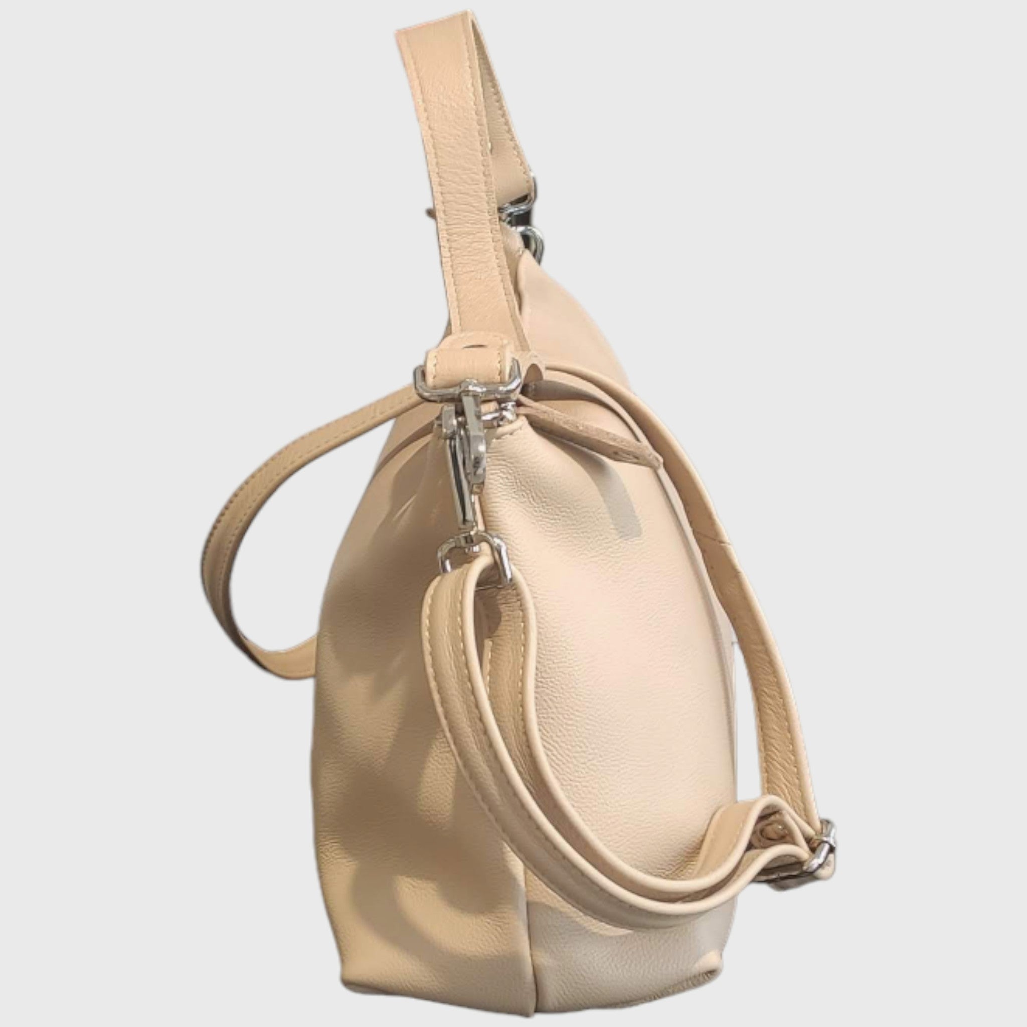 Borsa donna, Borsa in pelle, vera pelle, Lorenza beige, artigianato italiano, Pelletteria Pelle Nuda Milano