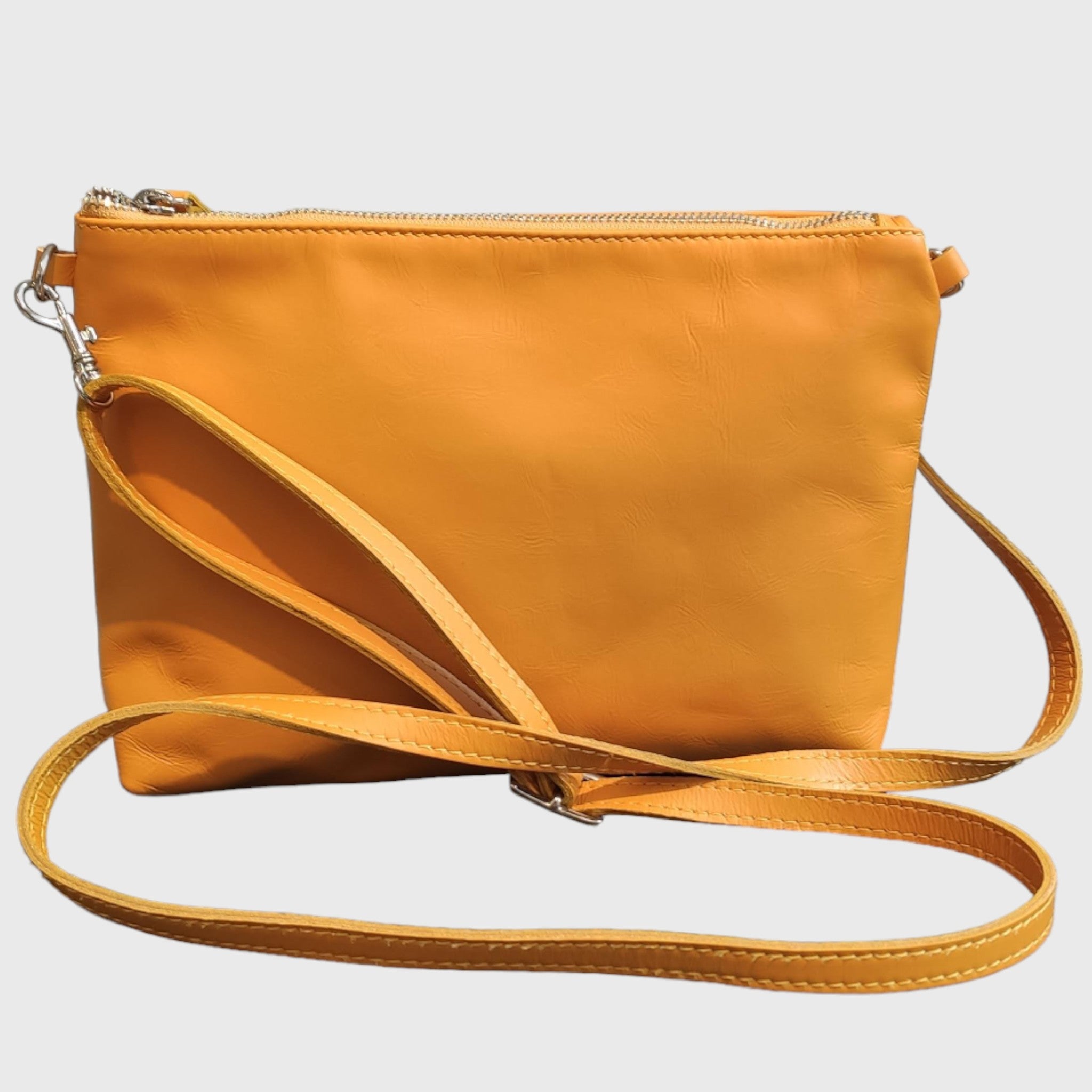 Pelletteria Pelle Nuda Milano, Artigianato italiano, tracolla, borsa donna, Martina giallo, vera pelle