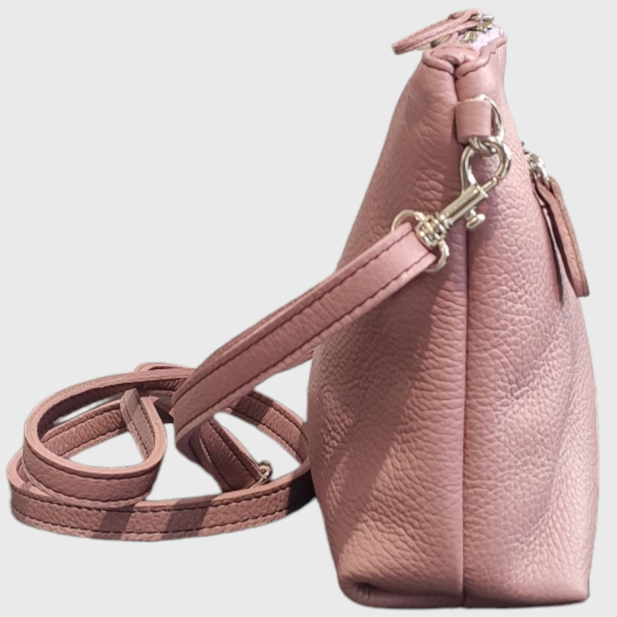 Pelletteria Pelle Nuda Milano, Artigianato italiano, Borsa donna, tracolla, Vera pelle, Martina rosa