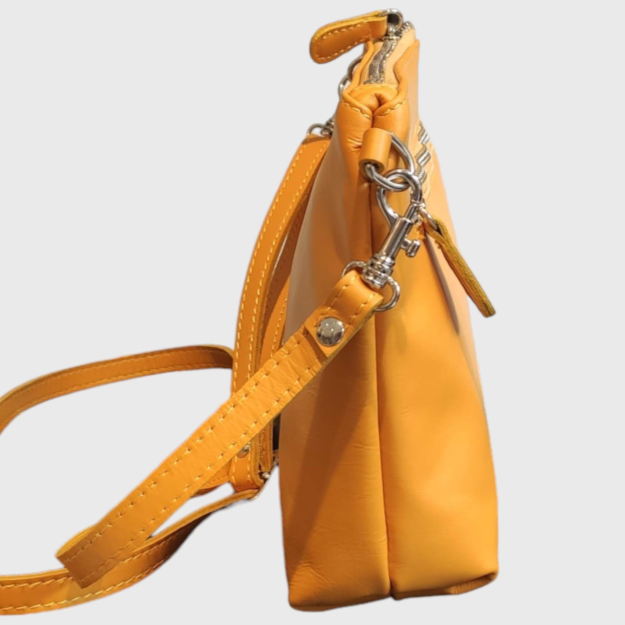 Pelletteria Pelle Nuda Milano, Artigianato italiano, tracolla, borsa donna, Martina giallo, vera pelle