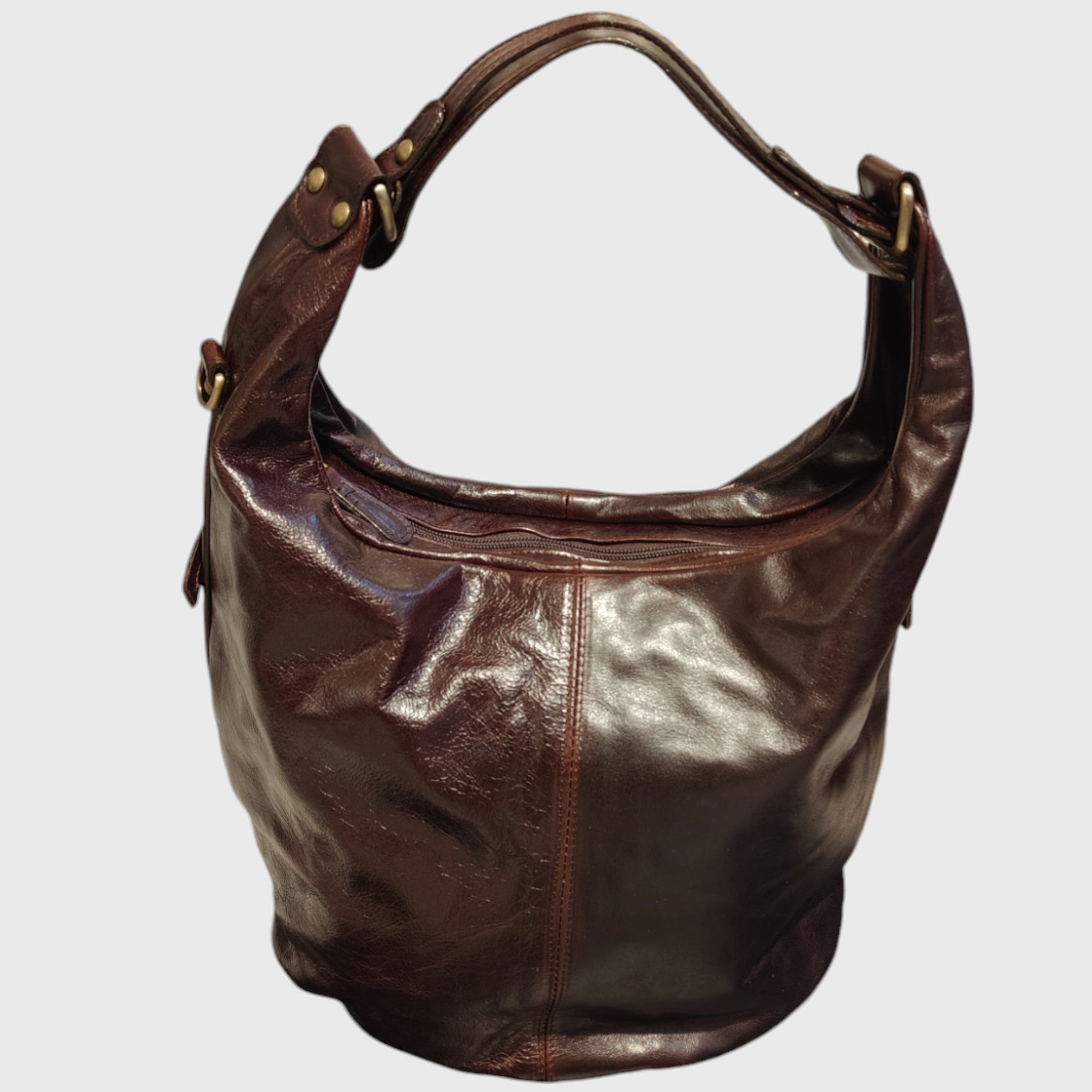 Pelletteria Pelle Nuda Milano, Artigianato italiano, borsa donna, vera pelle, Sacca Croce bordeaux