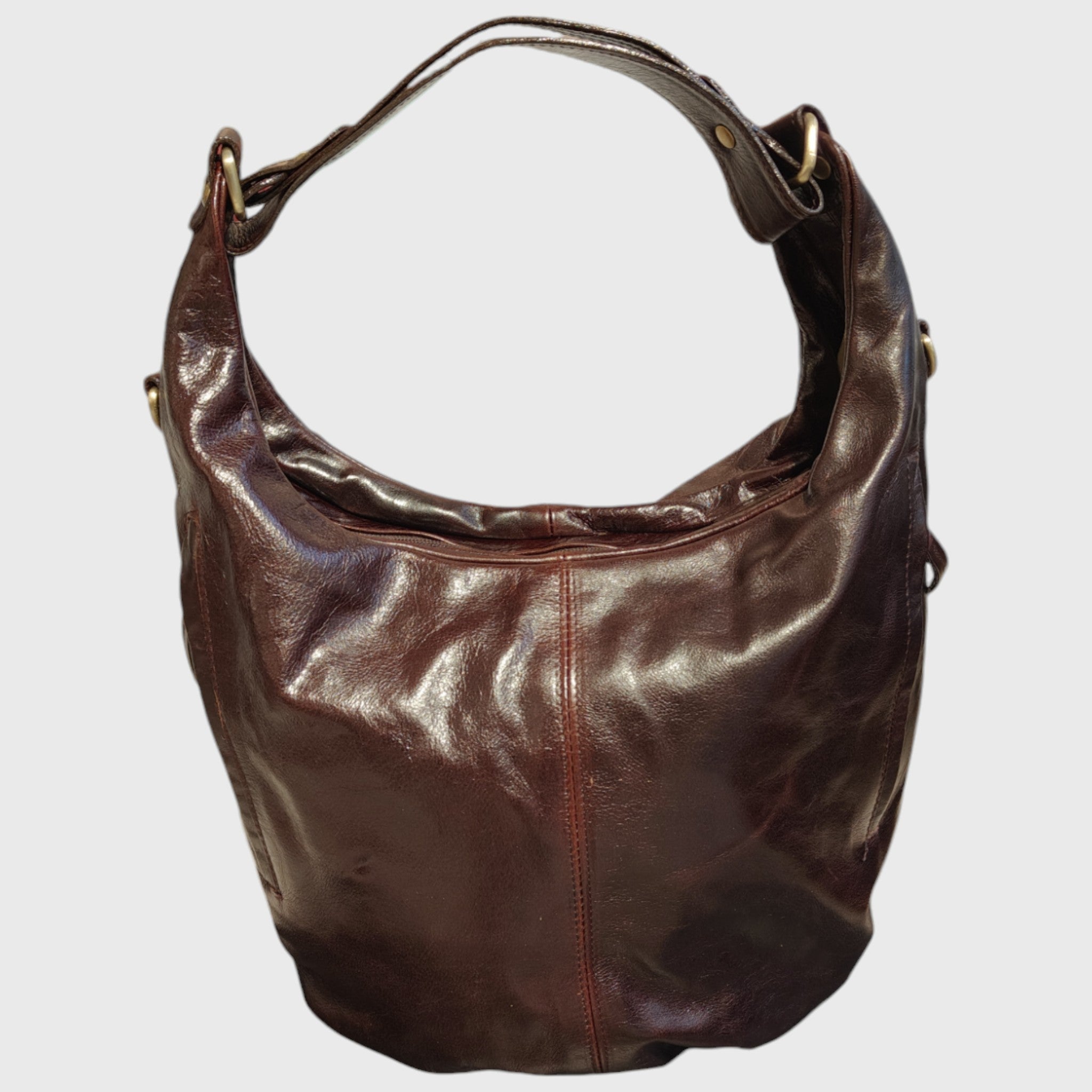 Pelletteria Pelle Nuda Milano, Artigianato italiano, borsa donna, vera pelle, Sacca Croce bordeaux