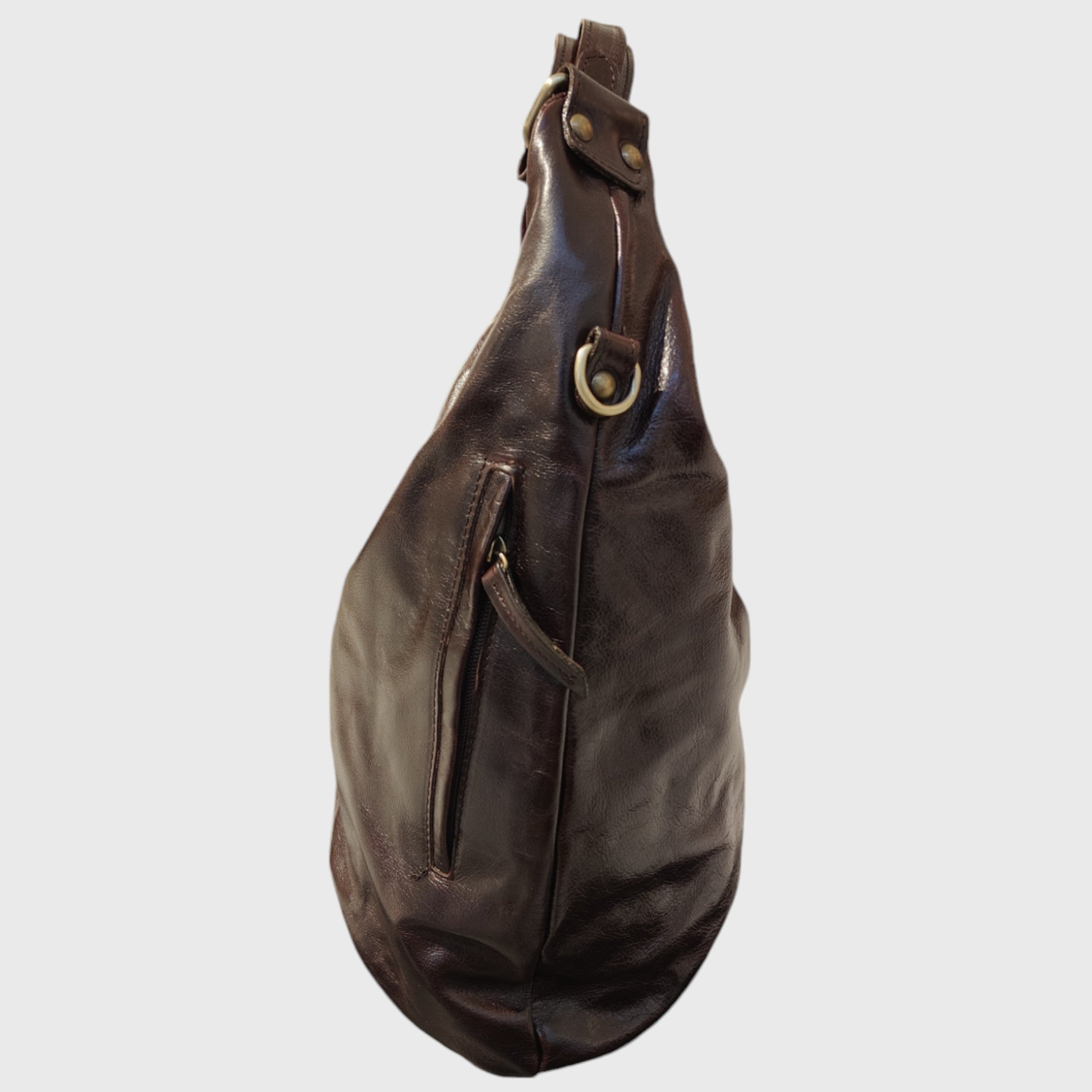 Pelletteria Pelle Nuda Milano, Artigianato italiano, borsa donna, vera pelle, Sacca Croce bordeaux