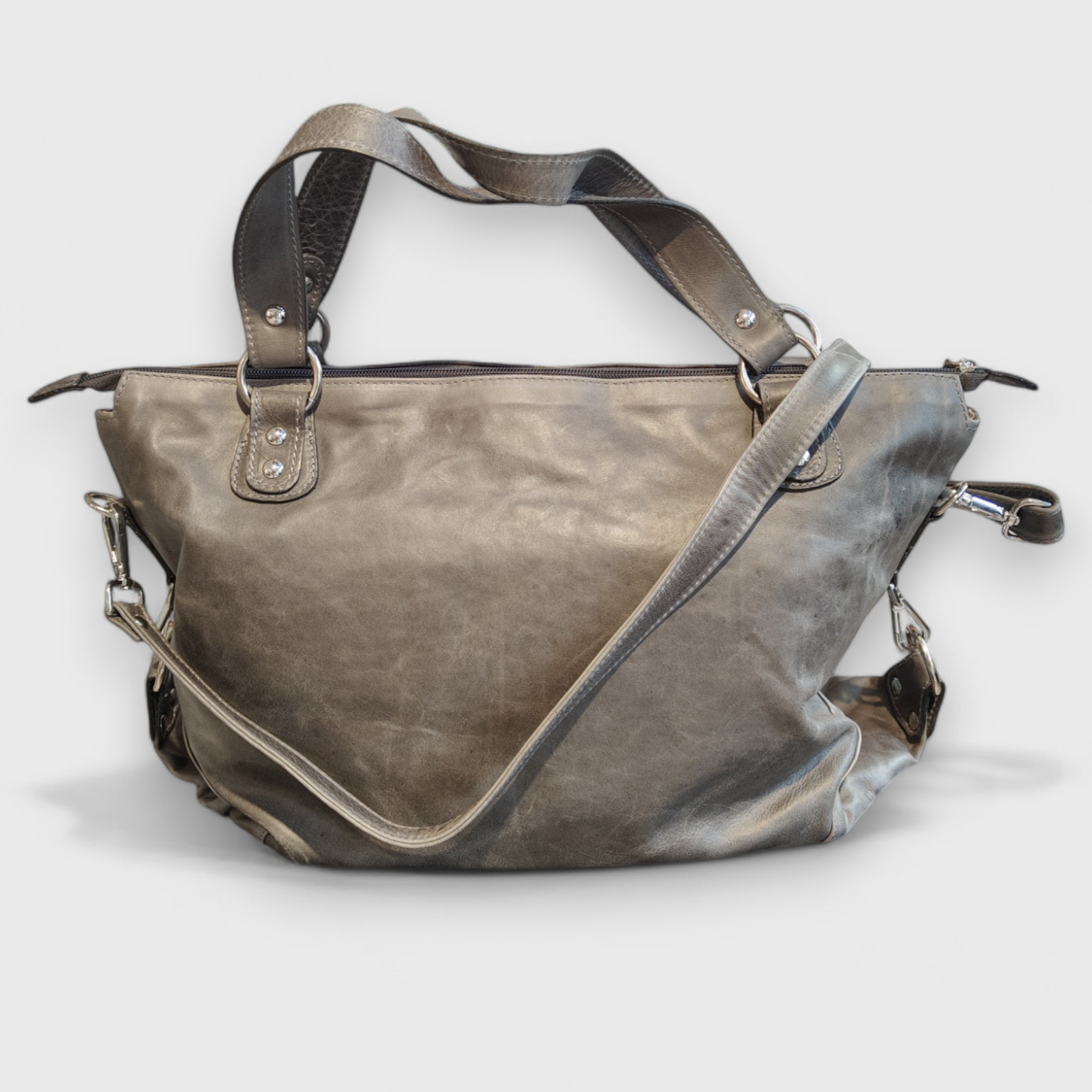 Pelletteria Pelle Nuda Milano, Artigianato italiano, borsa donna, vera pelle, Torino grigio