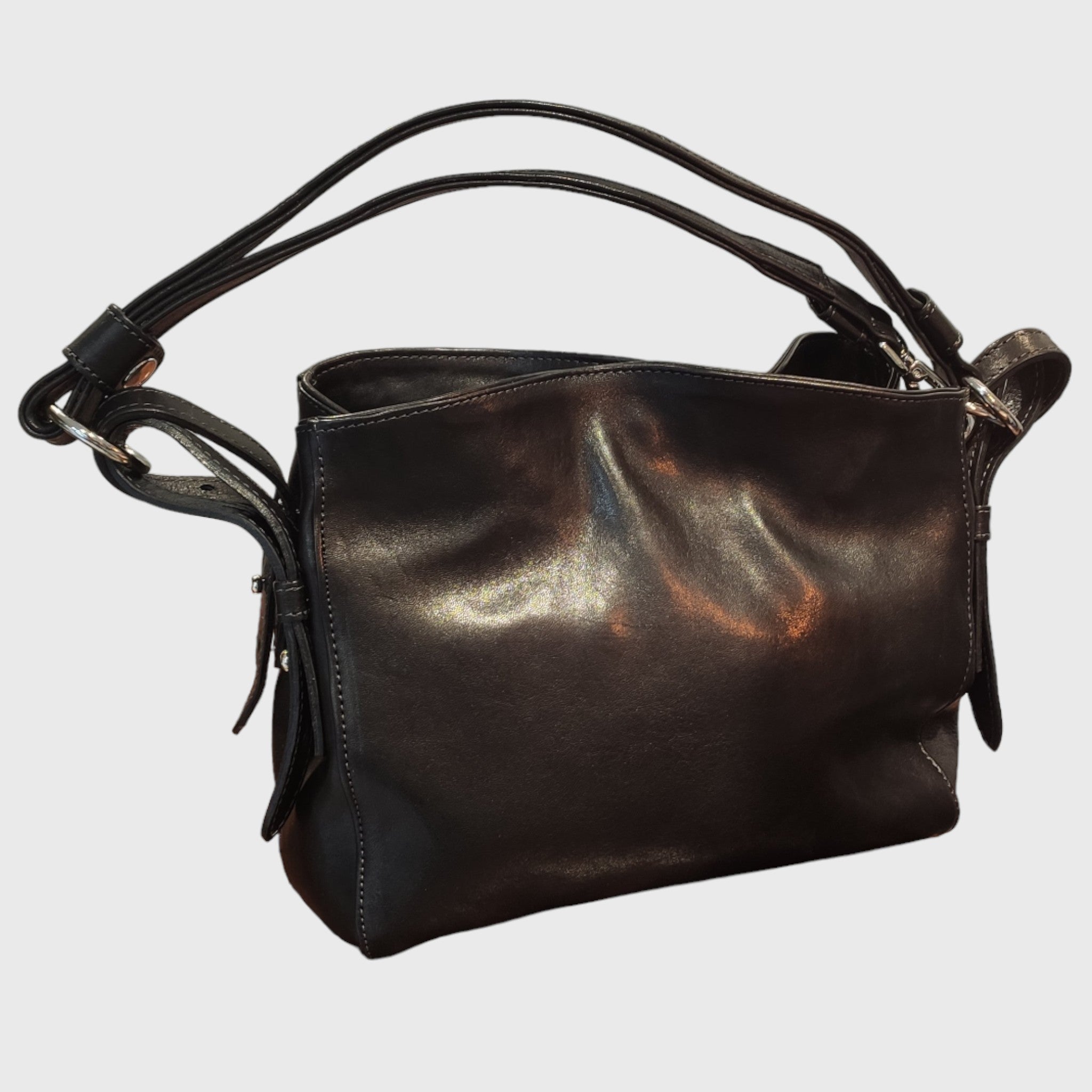 Borsa donna, Borsa in pelle, vera pelle, Valery nero, artigianato italiano, Pelletteria Pelle Nuda