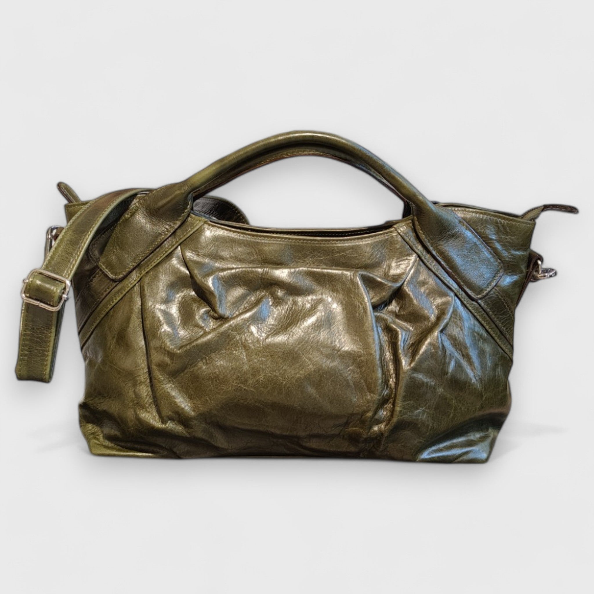 Pelletteria Pelle Nuda Milano, Artigianato Italiano, Vera pelle, Borsa donna, Veronica verde