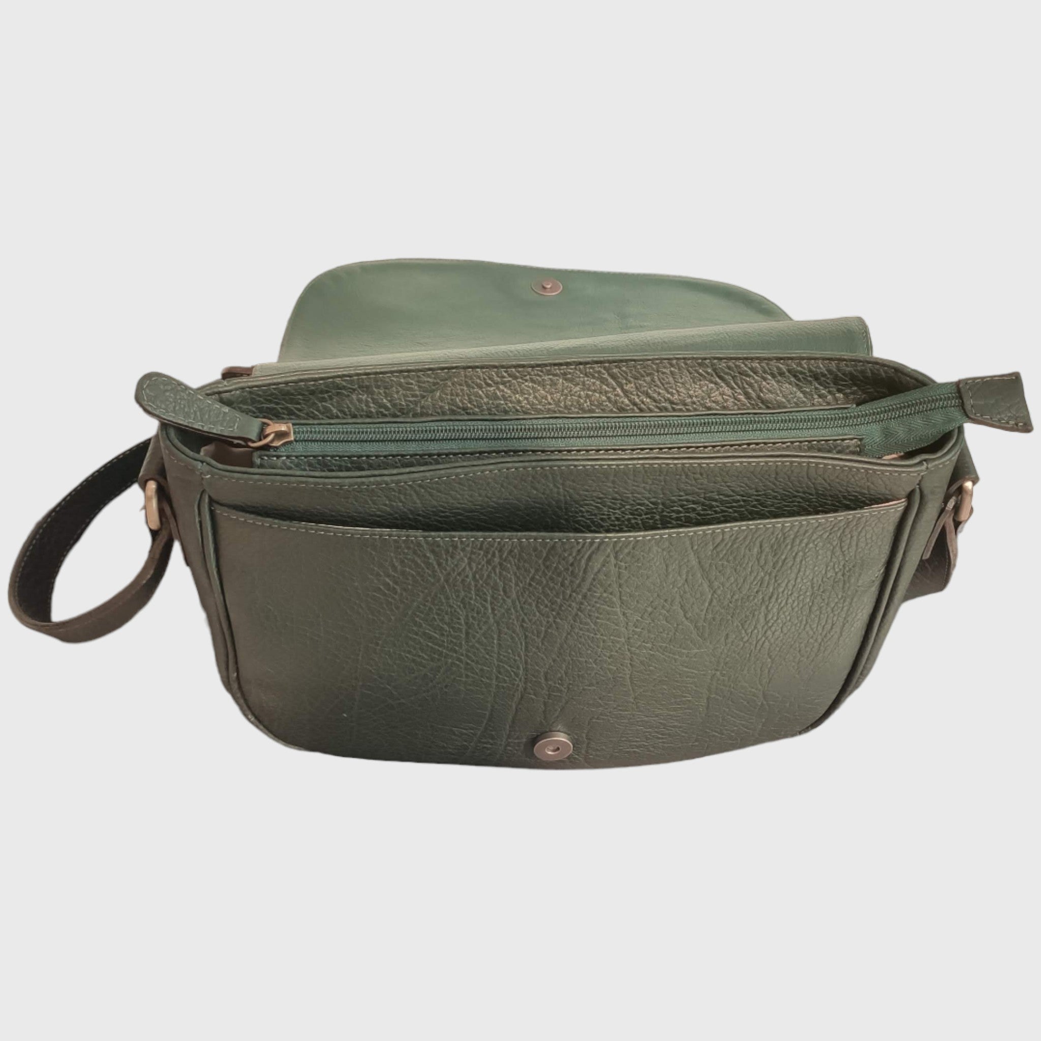 Pelletteria Pelle Nuda Milano, Artigianato italiano, vera pelle, borsa donna, Tolfa grande verde scuro